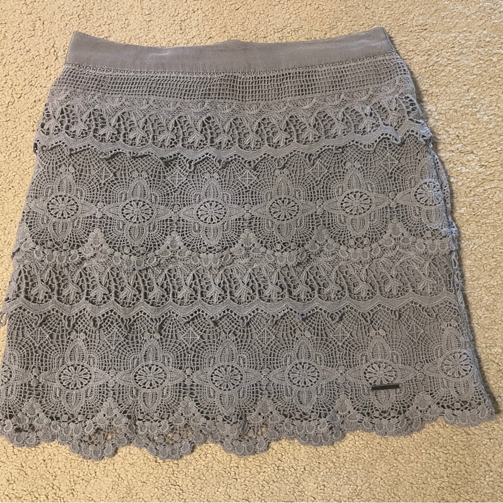 Abercrombie & Fitch Gray Lace Mini Skirt